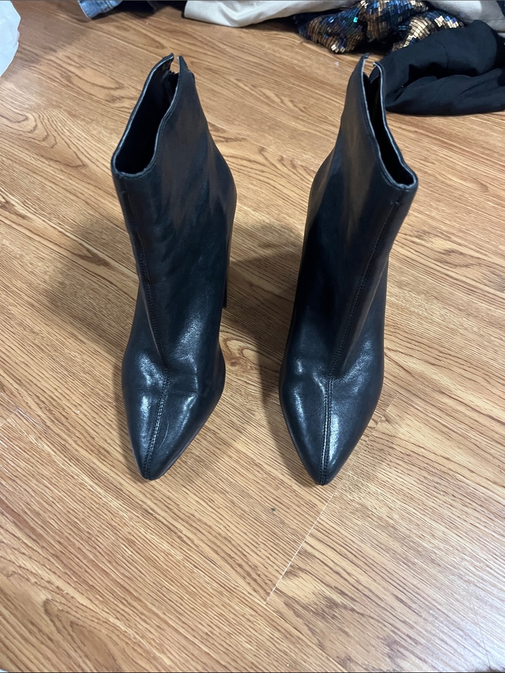 Vince Camuto Black Pointed Toe Ankle Booties